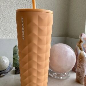 Starbucks Textured Peach Summer 2025 Tumbler with Straw New